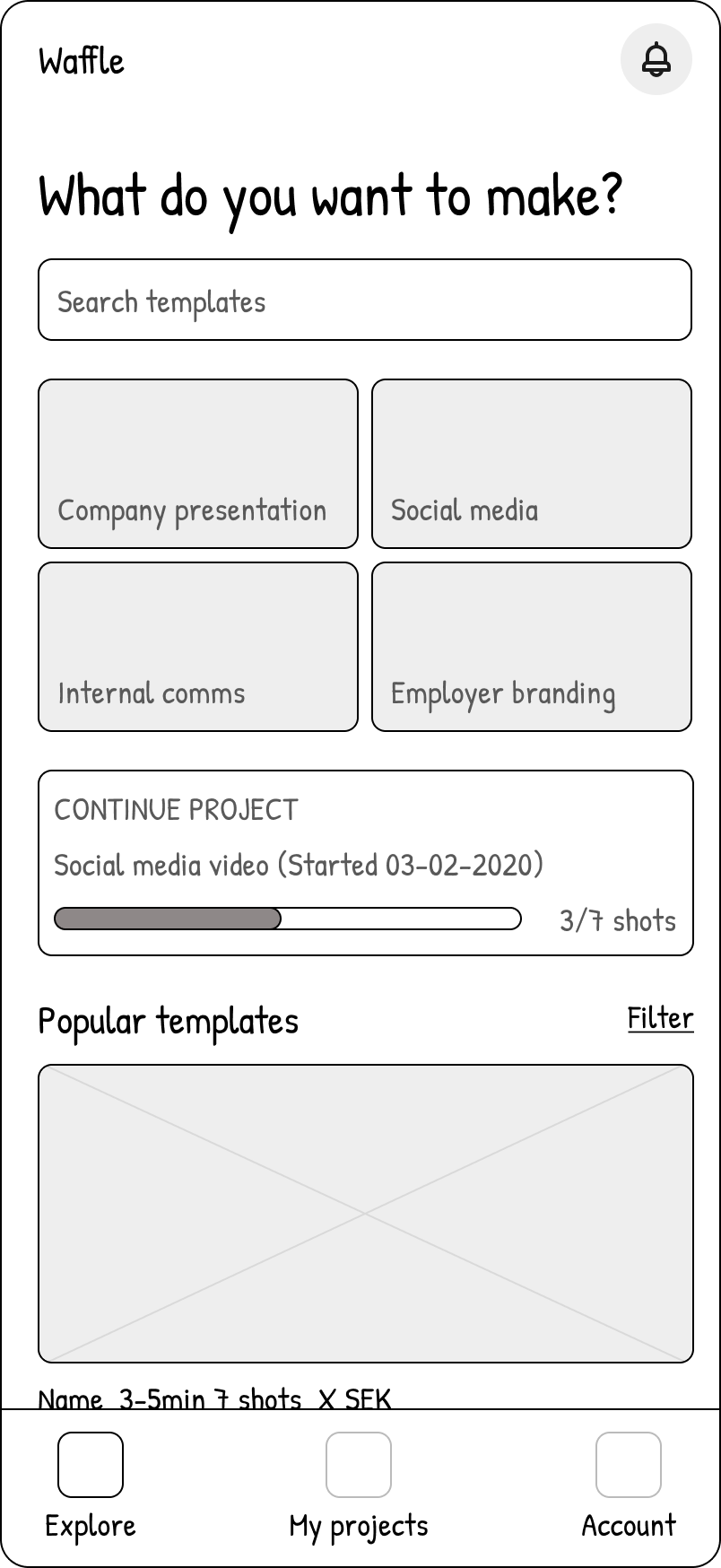 Wireframe: Explore screen